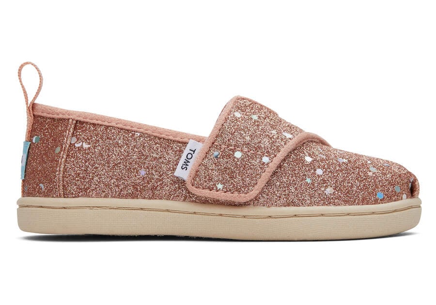 Alpargatas Toms Tiny Alpargata Glitter Rosa Douradas | PT377-123