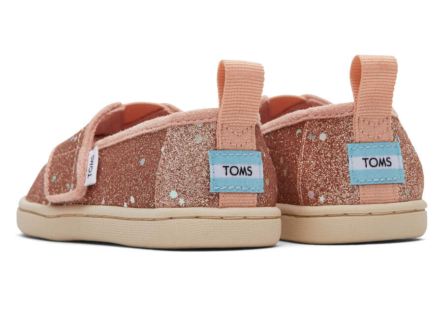 Alpargatas Toms Tiny Alpargata Glitter Rosa Douradas | PT377-123