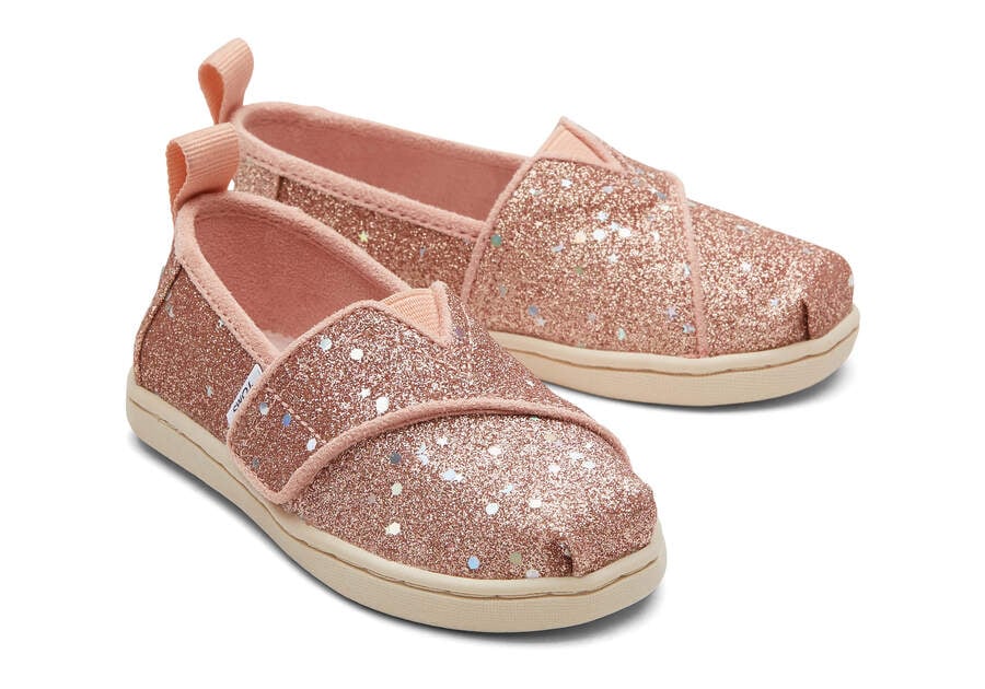 Alpargatas Toms Tiny Alpargata Glitter Rosa Douradas | PT377-123