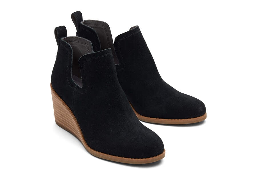 Botins Toms Kallie Wedge Bootie Largos Largura Pretas | PT088-172