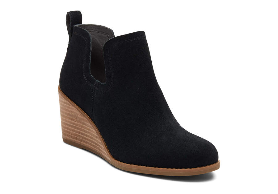 Botins Toms Kallie Wedge Bootie Largos Largura Pretas | PT088-172