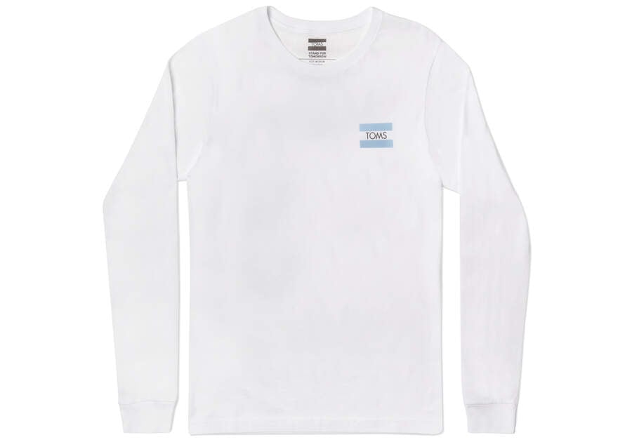 Camiseta Toms Logo Long Sleeve Tee Branco | PT011-397