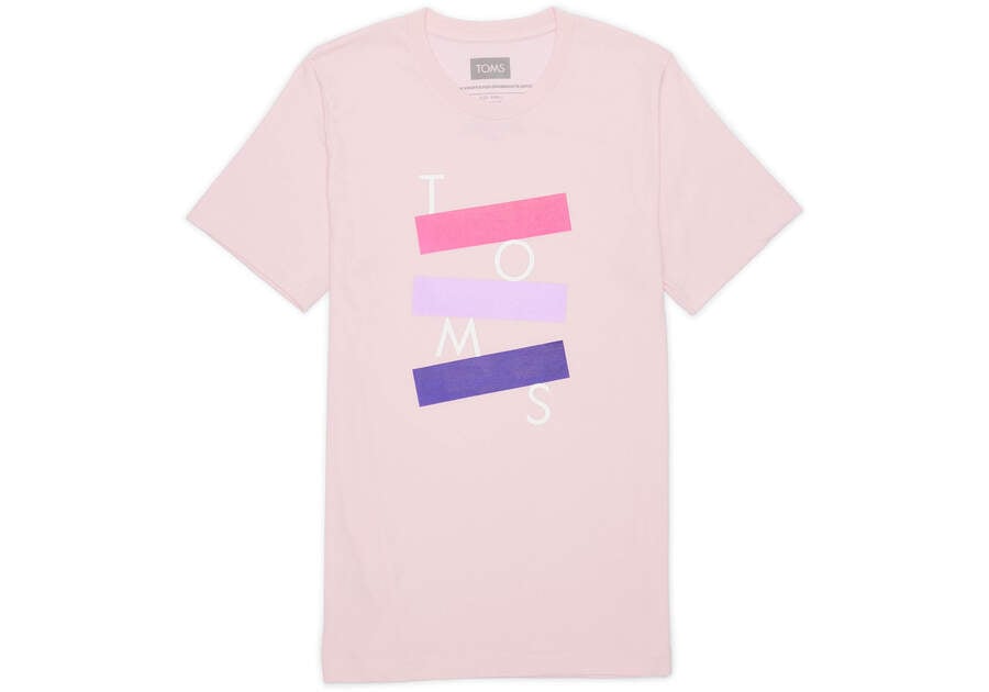 Camiseta Toms Stacked Logo Curta Sleeve Tee Rosa | PT360-494