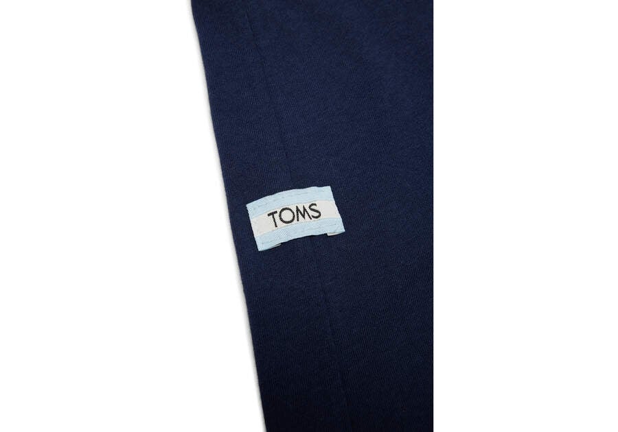 Camiseta Toms Stacked Logo Long Sleeve Tee Azul Marinho | PT664-336