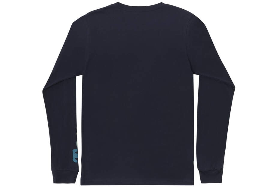 Camiseta Toms TOMORROW Logo Long Sleeve Azul Marinho | PT478-524