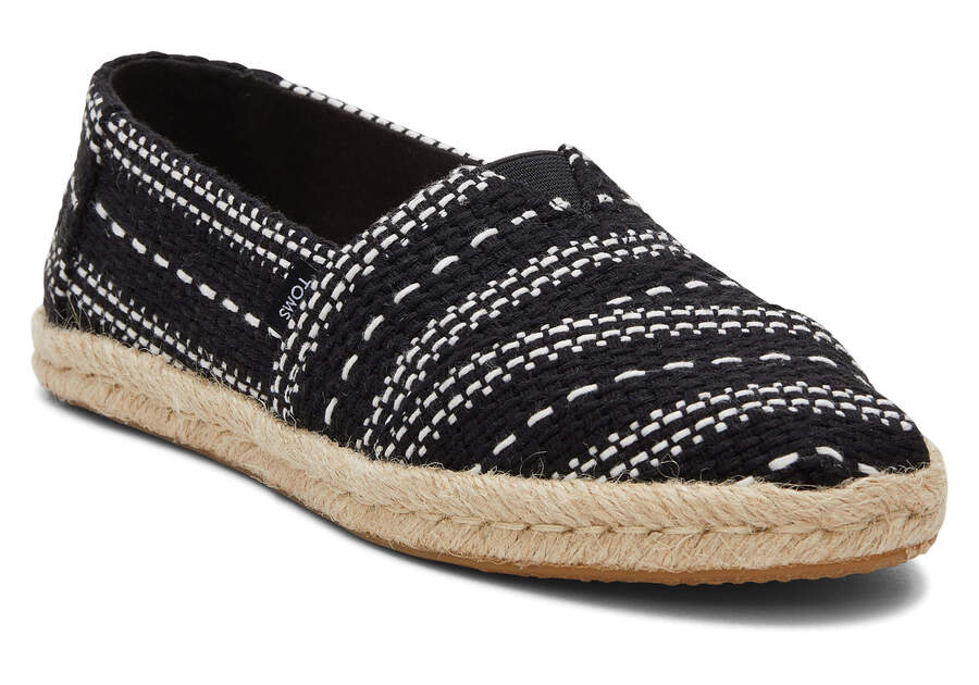 Espadrilles Toms Alpargata Robusto Global Woven Rope Espadrille Pretas | PT536-823