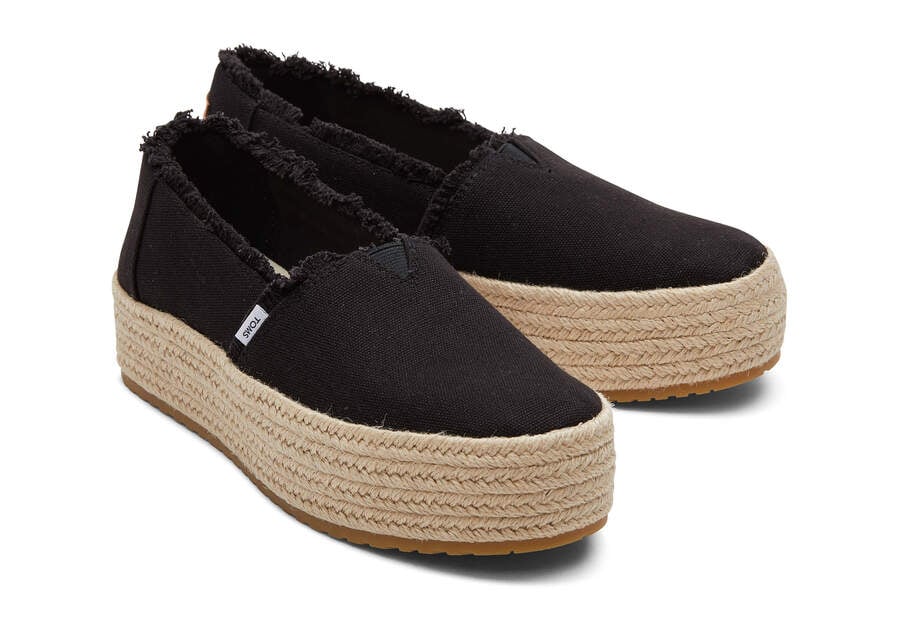 Espadrilles Toms Valencia Plataforma Espadrille Pretas | PT067-766