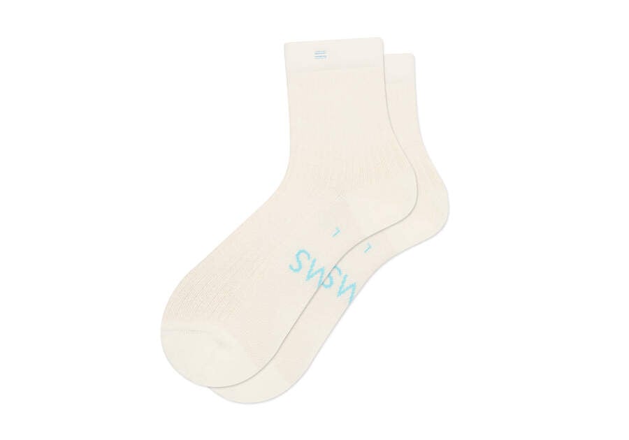 Meias Toms Quarter Crew Socks Creme | PT437-602