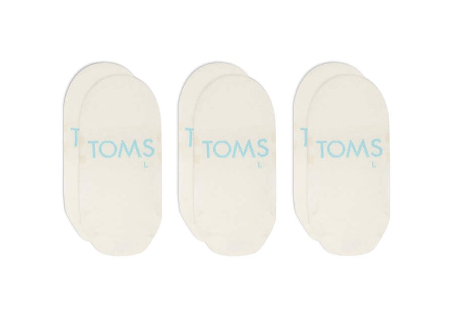 Meias Toms Ultimate No Show Socks Off-White 3 Pack Bege | PT903-171