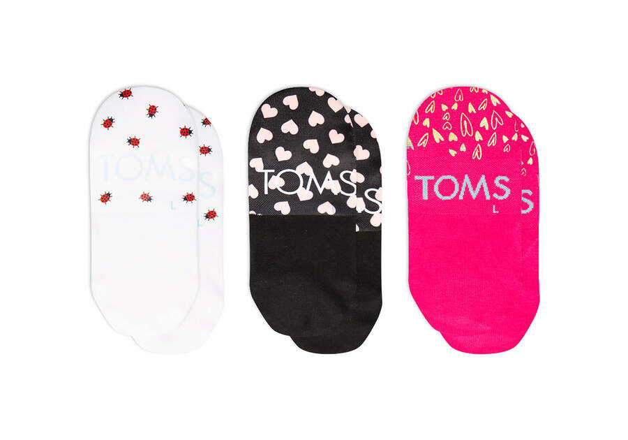 Meias Toms Ultimate No Show Socks Valentines 3 Pack Rosa Multicoloridas | PT140-284