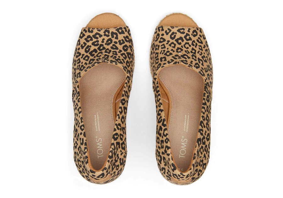 Sapato Salto Alto Toms Michelle Wedge Heel Bege Leopardo | PT313-296