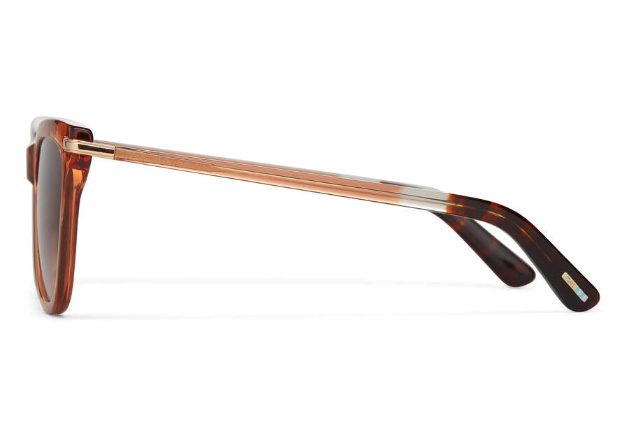 Óculos De Sol Toms Victoria Douradas Marrom | PT383-487